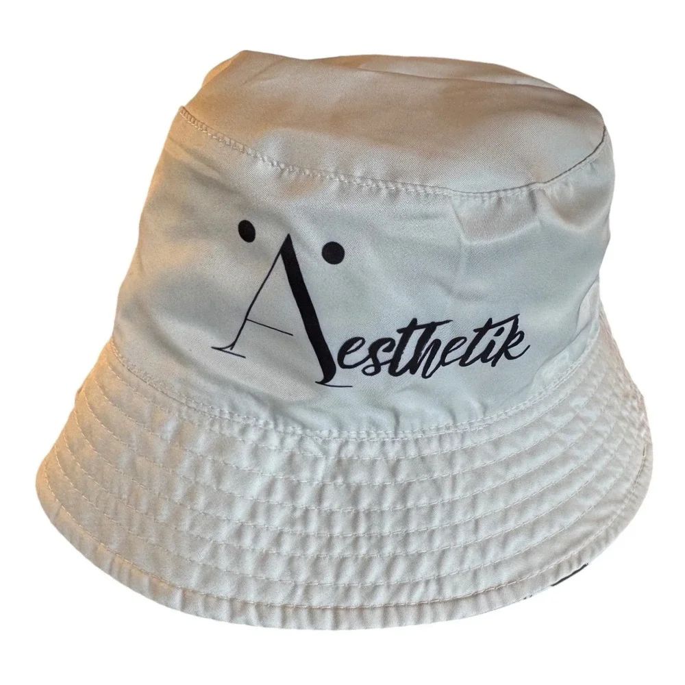 Aesthetik Bucket Hat Silver Gray Streetwear Logo Embroidered Sun Hat